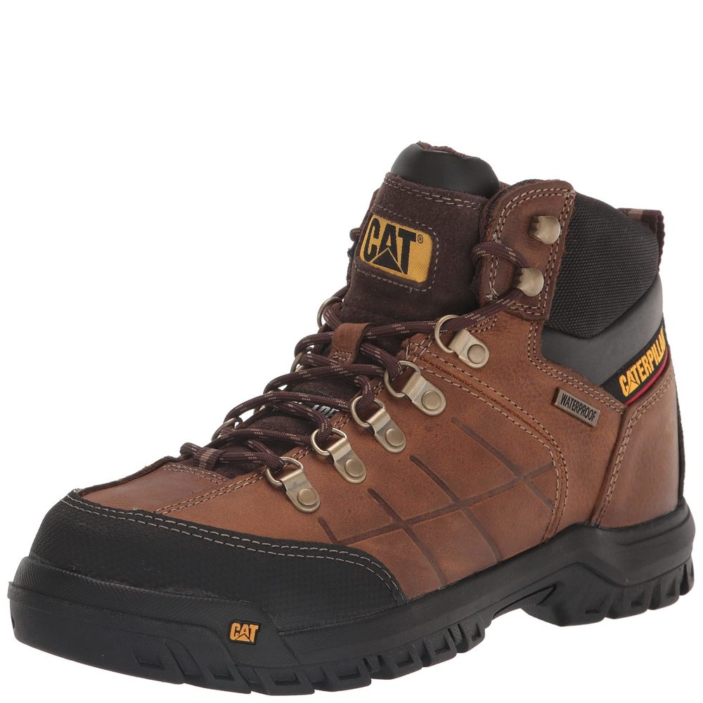 CAT FOOTWEAR MEN'S THRESHOLD WATERPROOF STEEL TOE WORK BOOT, REAL BROWN, 11